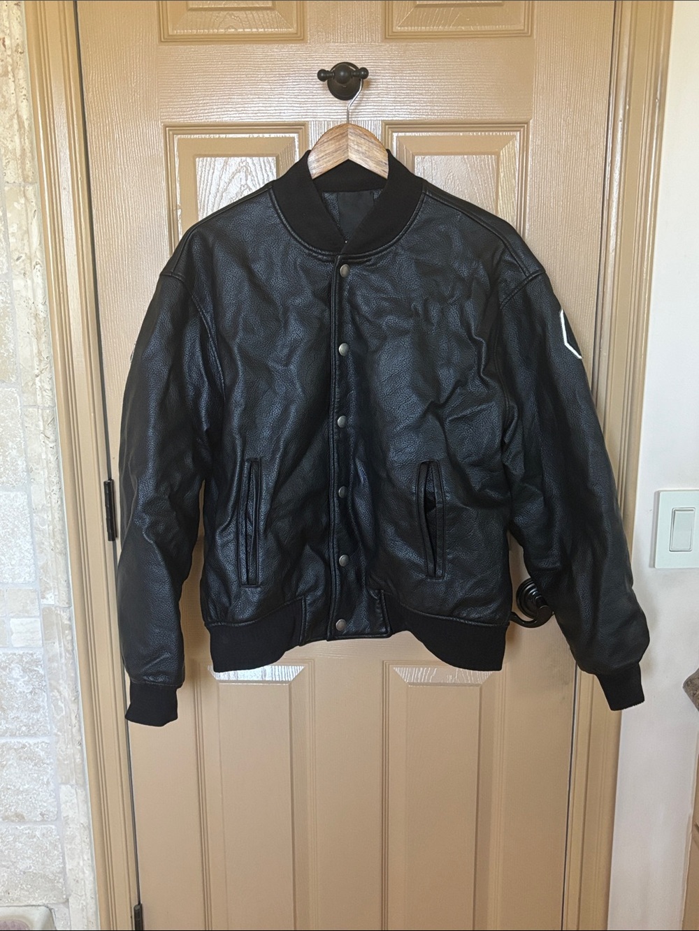 Givenchy Black Leather Bomber Jacket